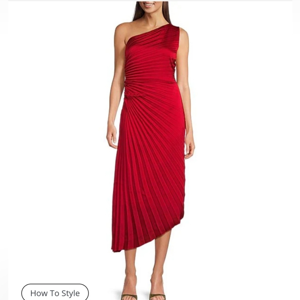 Badgley Mischka Kelsey Sleeveless One Shoulder Asymmetric Fit and Flare Dress